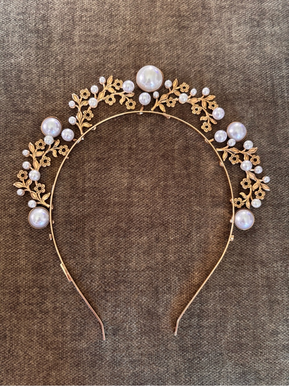 Lelet NY Crown Pearl Gold Headband Bridal Festival